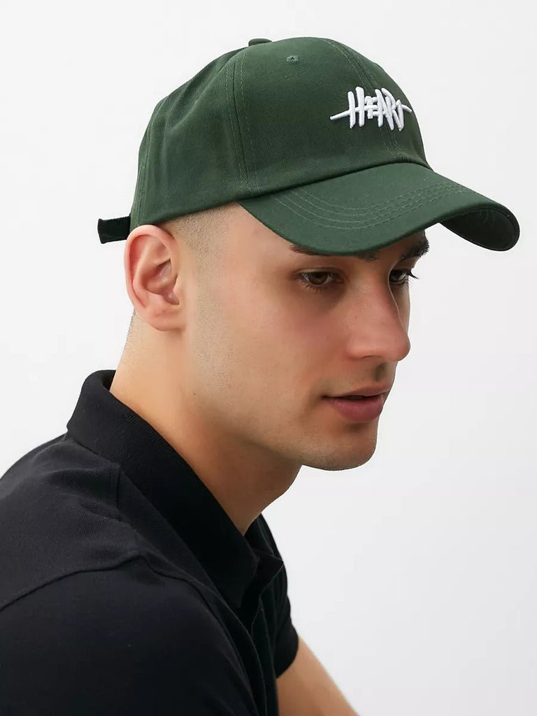 Casquette HEART brodée, coton respirant, visière courbée, ajustable, style urbain, modèle Hermi - Casquette - Vert