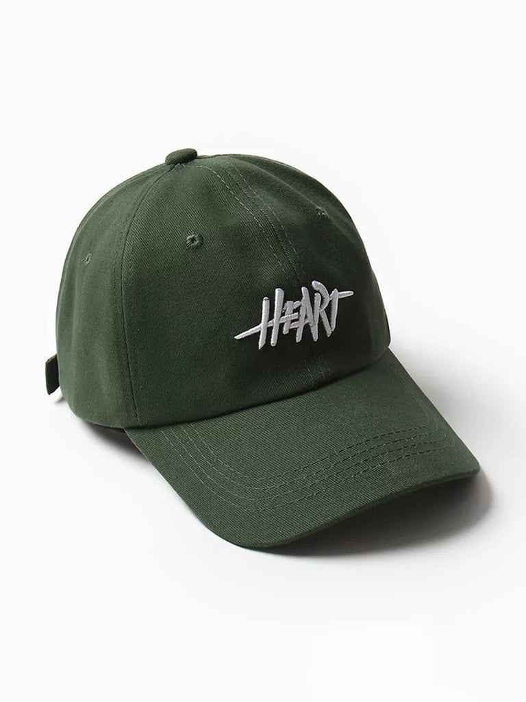 Casquette HEART brodée, coton respirant, visière courbée, ajustable, style urbain, modèle Hermi - Casquette - Vert