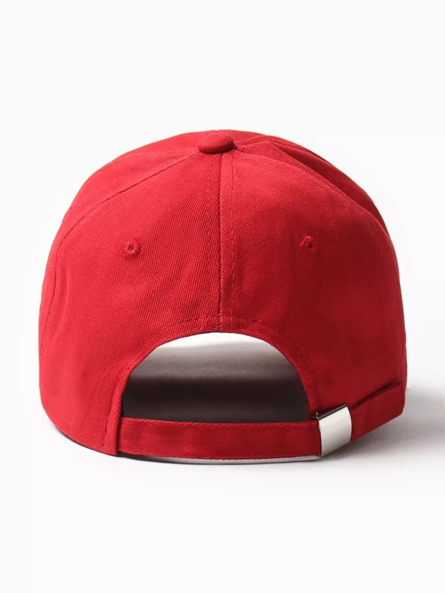 Casquette HEART brodée, coton respirant, visière courbée, ajustable, style urbain, modèle Hermi - Casquette - Rouge