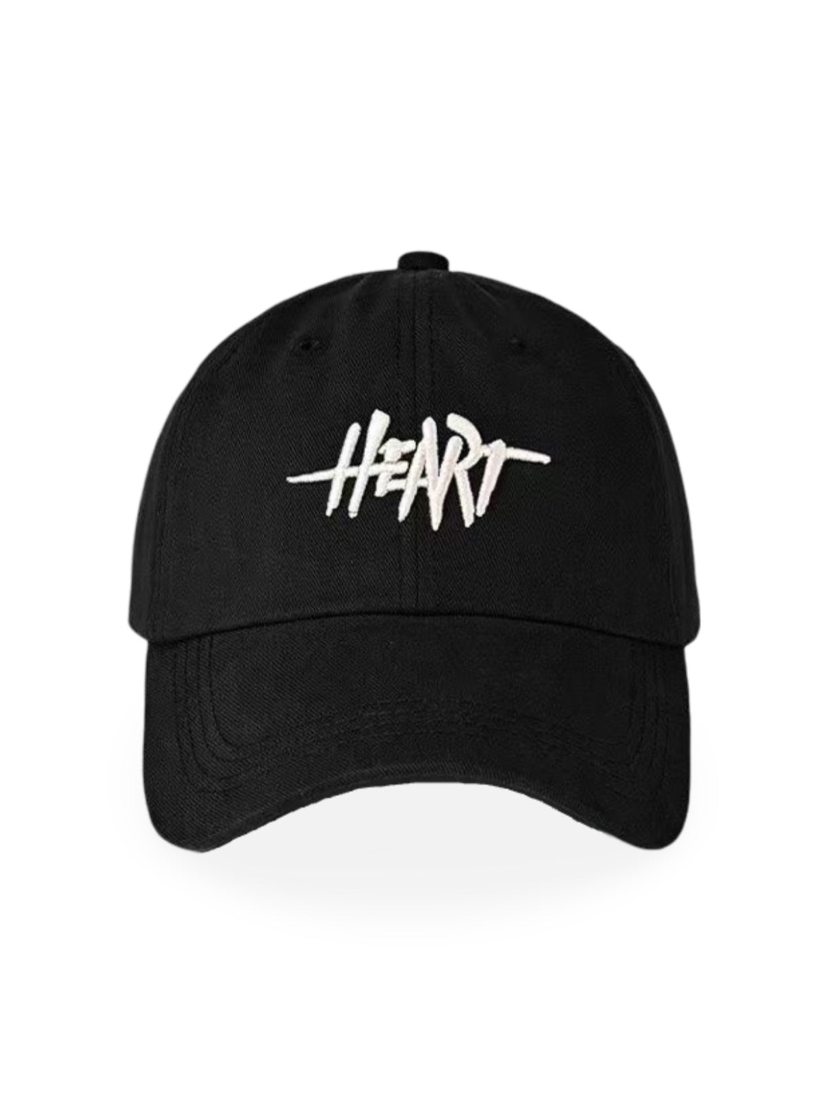 Casquette HEART brodée, coton respirant, visière courbée, ajustable, style urbain, modèle Hermi - Casquette - Noir