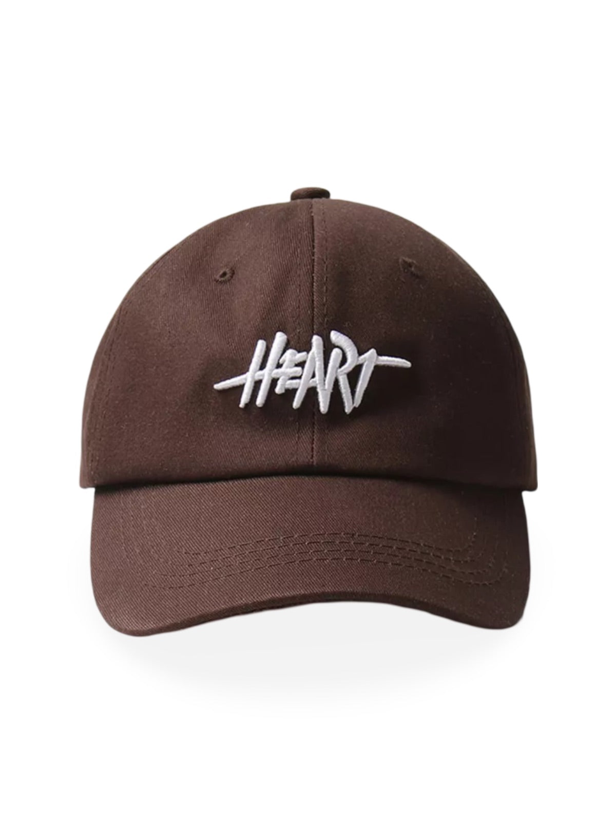 Casquette HEART brodée, coton respirant, visière courbée, ajustable, style urbain, modèle Hermi - Casquette - Marron