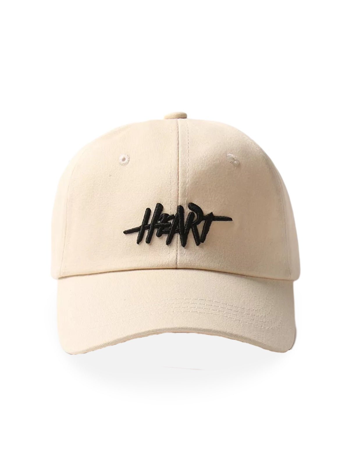Casquette HEART brodée, coton respirant, visière courbée, ajustable, style urbain, modèle Hermi - Casquette - Blanc
