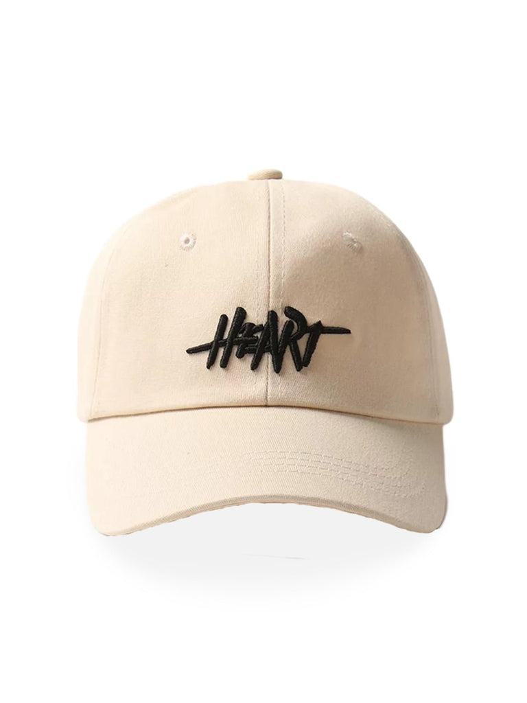 Casquette HEART brodée, coton respirant, visière courbée, ajustable, style urbain, modèle Hermi - Casquette - Blanc