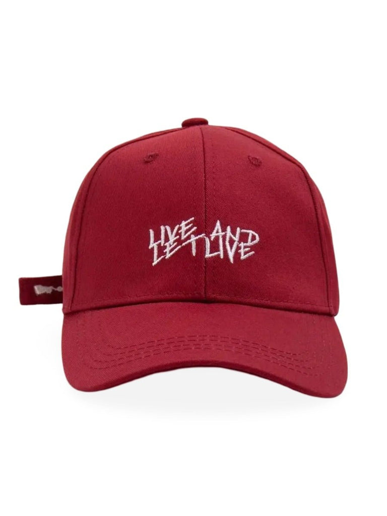 Casquette Live and Let Live, coton respirant, visière courbée, broderie stylée, taille réglable, modèle Alem - Casquette - Rouge