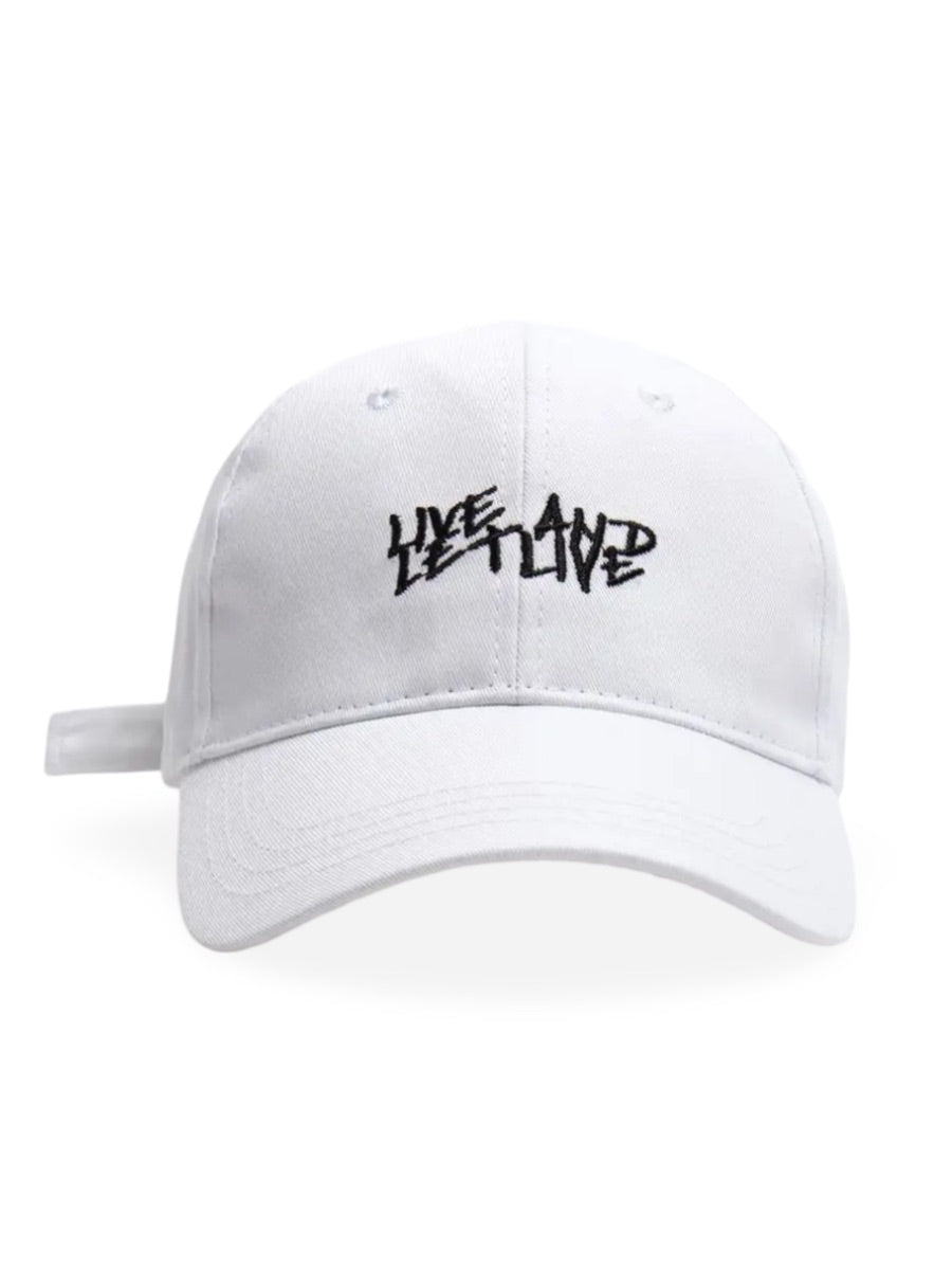 Casquette Live and Let Live, coton respirant, visière courbée, broderie stylée, taille réglable, modèle Alem - Casquette - Blanc