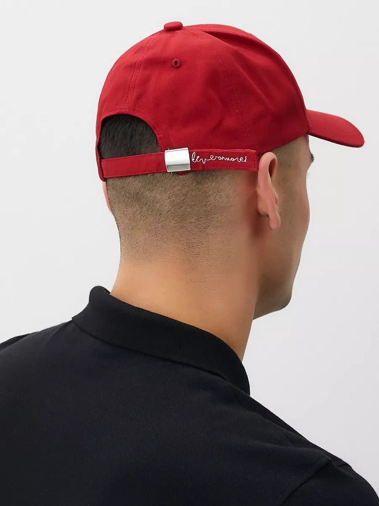 Casquette Live and Let Live, coton respirant, visière courbée, broderie stylée, taille réglable, modèle Alem - Casquette - Rouge
