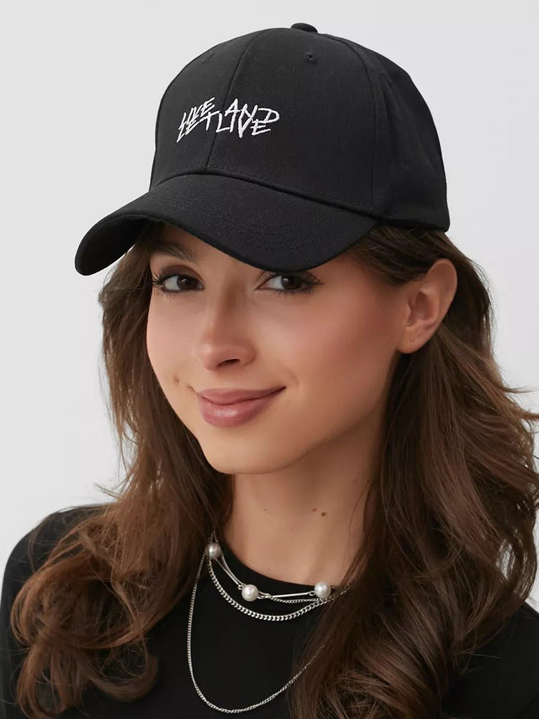 Casquette Live and Let Live, coton respirant, visière courbée, broderie stylée, taille réglable, modèle Alem - Casquette - Noir