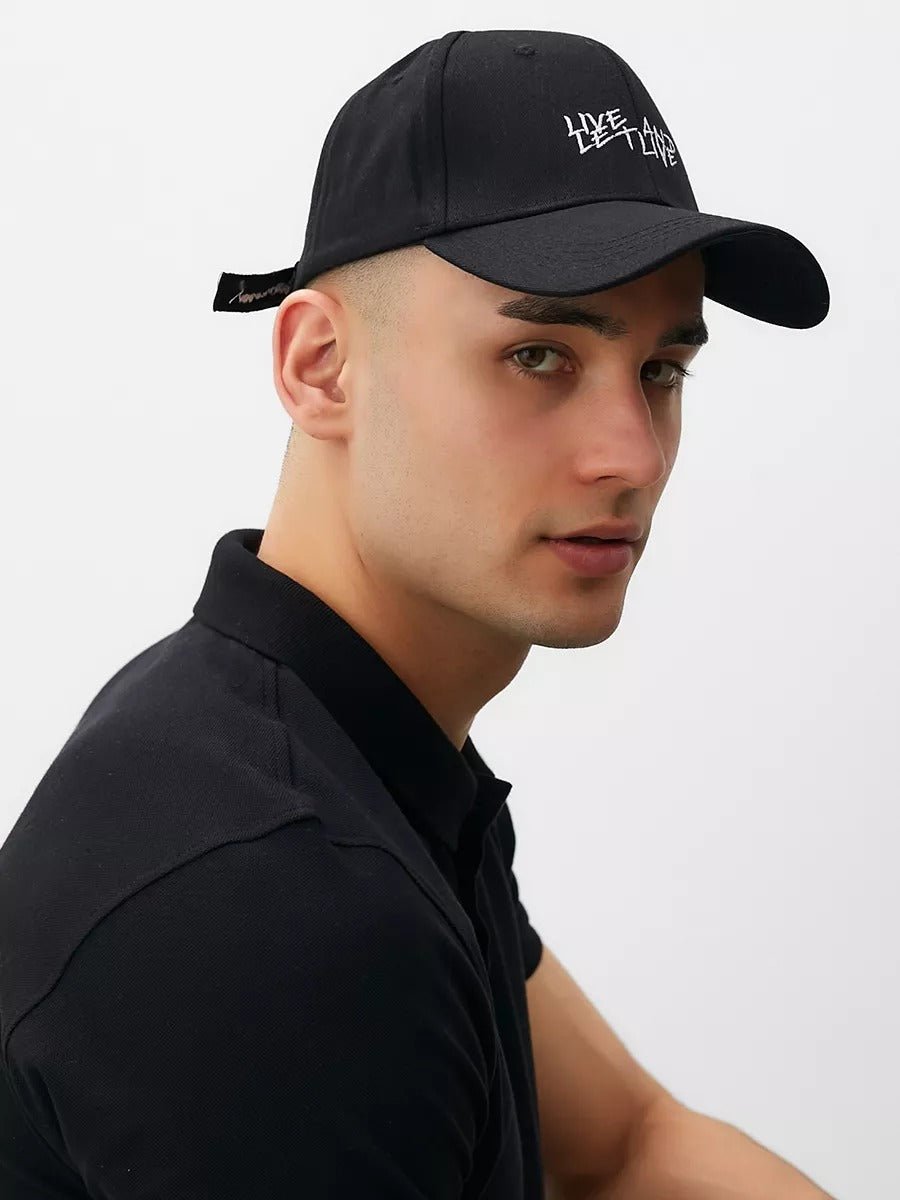 Casquette Live and Let Live, coton respirant, visière courbée, broderie stylée, taille réglable, modèle Alem - Casquette - Noir