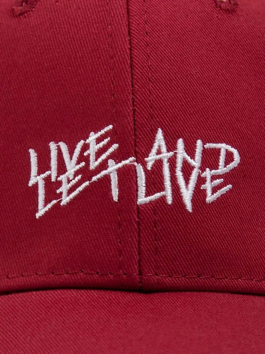 Casquette Live and Let Live, coton respirant, visière courbée, broderie stylée, taille réglable, modèle Alem - Casquette - Rouge