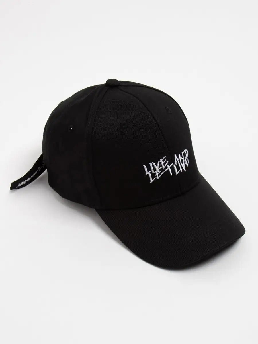 Casquette Live and Let Live, coton respirant, visière courbée, broderie stylée, taille réglable, modèle Alem - Casquette - Noir