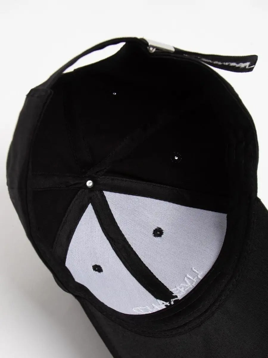 Casquette Live and Let Live, coton respirant, visière courbée, broderie stylée, taille réglable, modèle Alem - Casquette - Noir