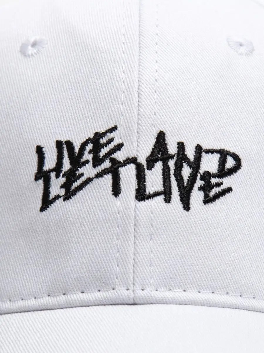 Casquette Live and Let Live, coton respirant, visière courbée, broderie stylée, taille réglable, modèle Alem - Casquette - Blanc