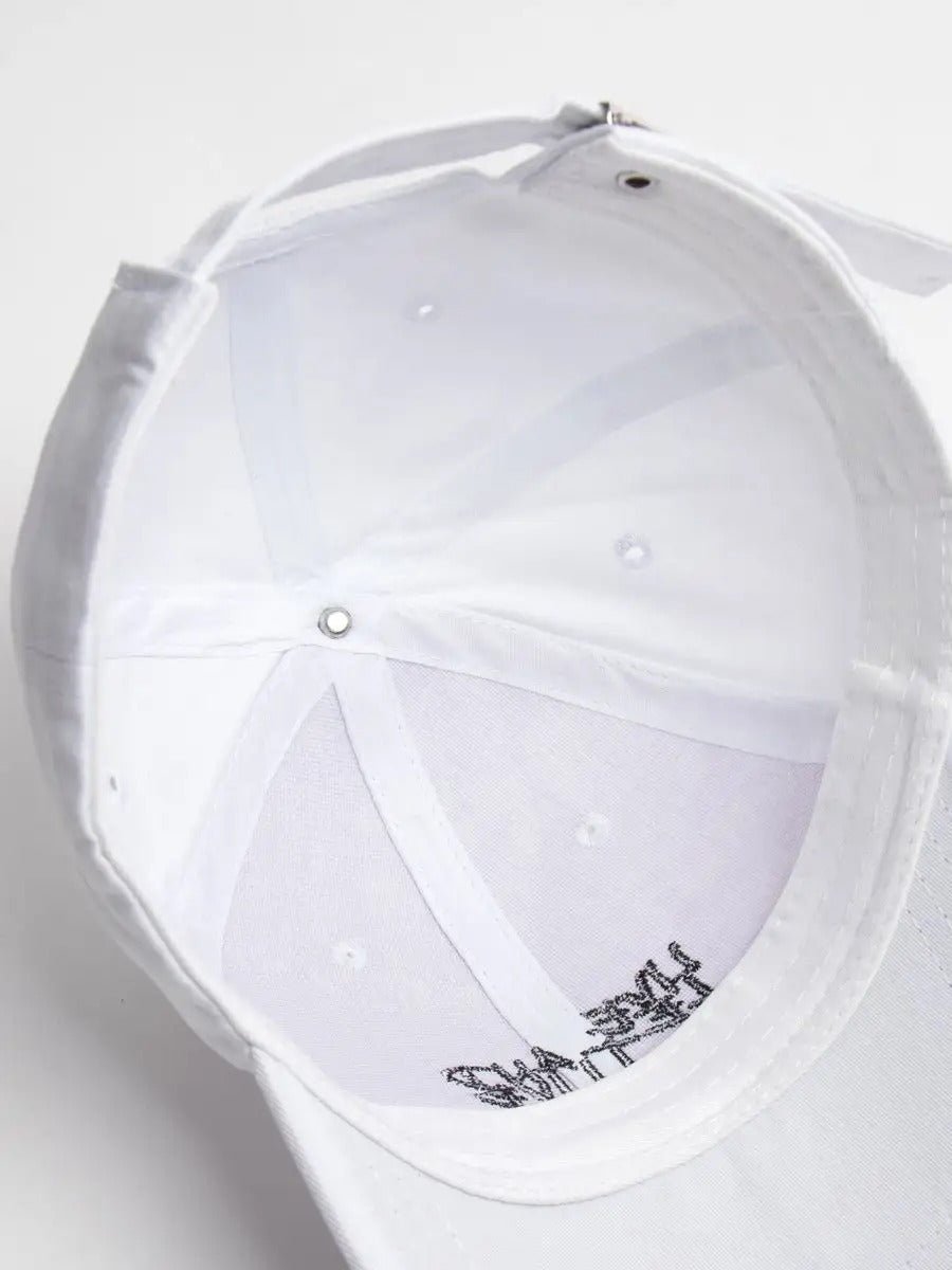 Casquette Live and Let Live, coton respirant, visière courbée, broderie stylée, taille réglable, modèle Alem - Casquette - Blanc
