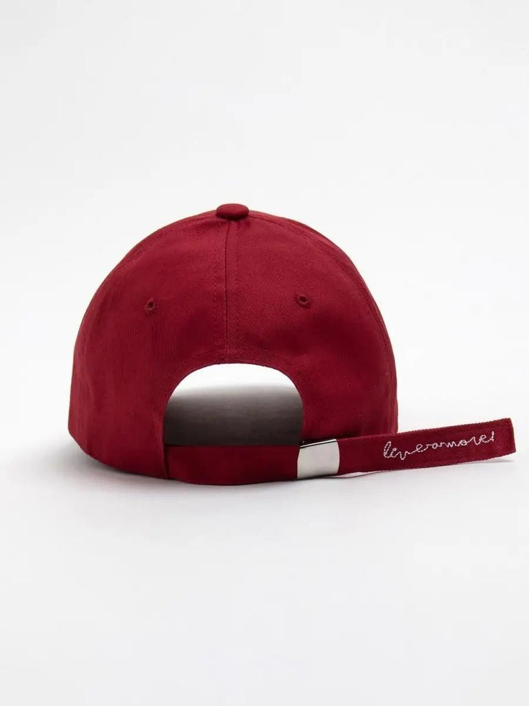 Casquette Live and Let Live, coton respirant, visière courbée, broderie stylée, taille réglable, modèle Alem - Casquette - Rouge