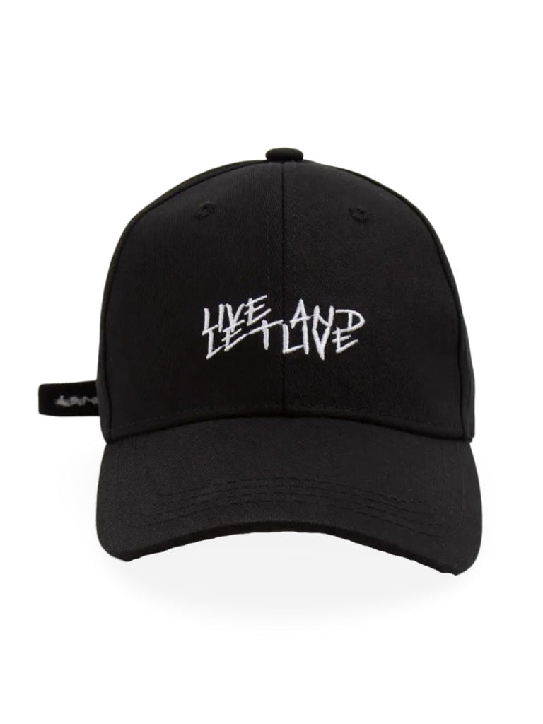 Casquette Live and Let Live, coton respirant, visière courbée, broderie stylée, taille réglable, modèle Alem - Casquette - Noir