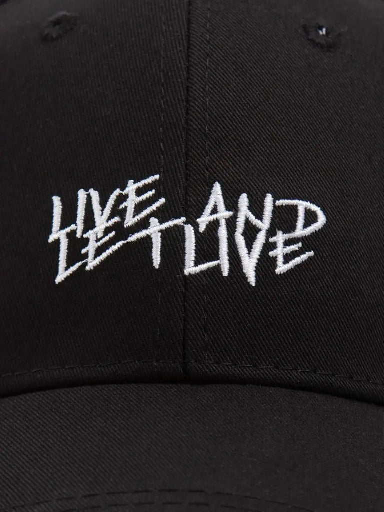Casquette Live and Let Live, coton respirant, visière courbée, broderie stylée, taille réglable, modèle Alem - Casquette - Noir
