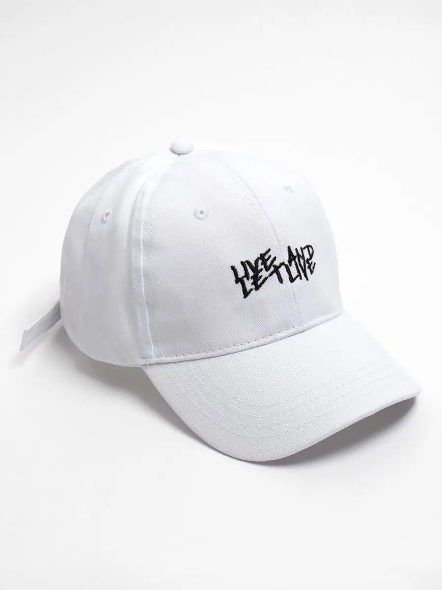 Casquette Live and Let Live, coton respirant, visière courbée, broderie stylée, taille réglable, modèle Alem - Casquette - Blanc