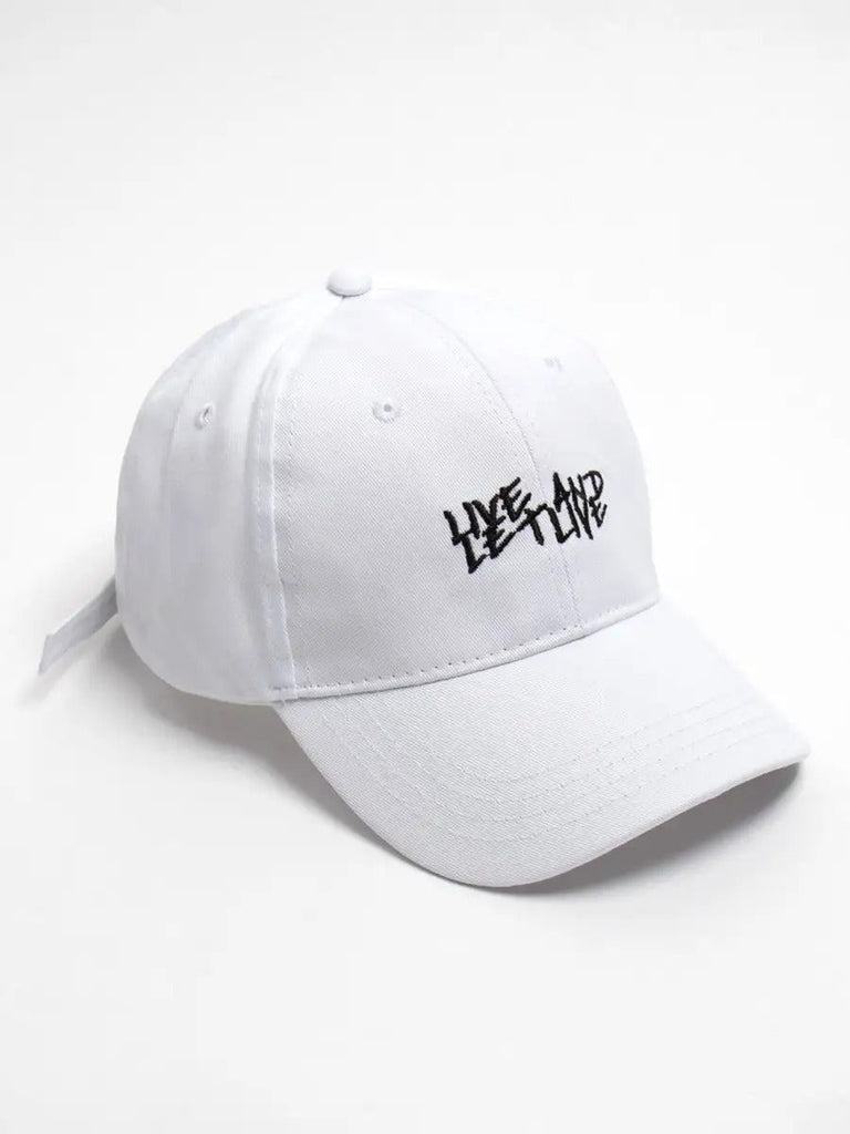 Casquette Live and Let Live, coton respirant, visière courbée, broderie stylée, taille réglable, modèle Alem - Casquette - Blanc