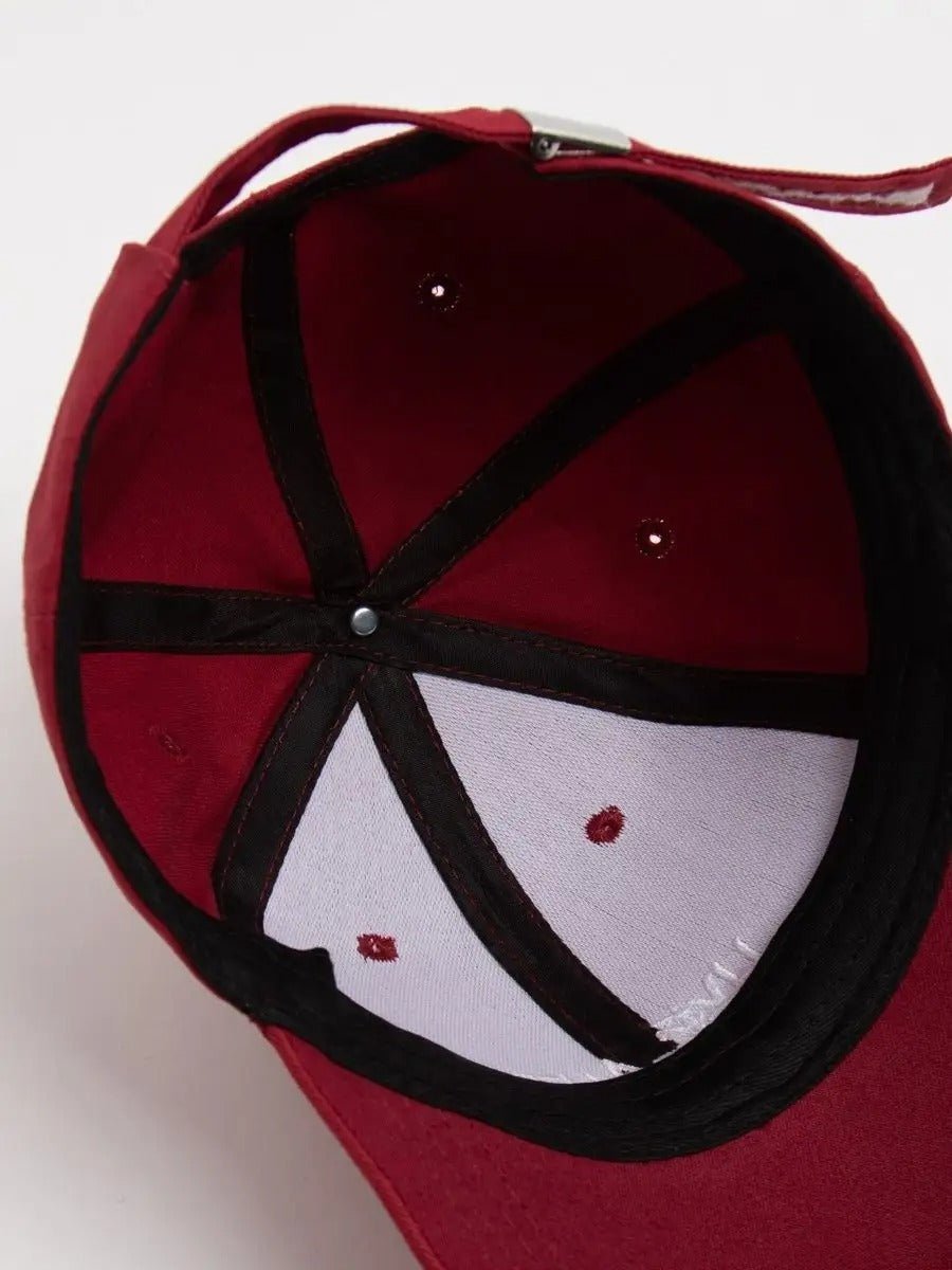 Casquette Live and Let Live, coton respirant, visière courbée, broderie stylée, taille réglable, modèle Alem - Casquette - Rouge