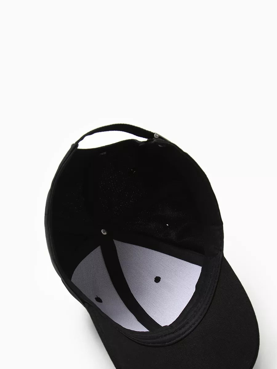 Casquette logo Vintage brodée, coton respirant, style urbain, visière courbée, ajustable, modèle Nell - Casquette - Noir