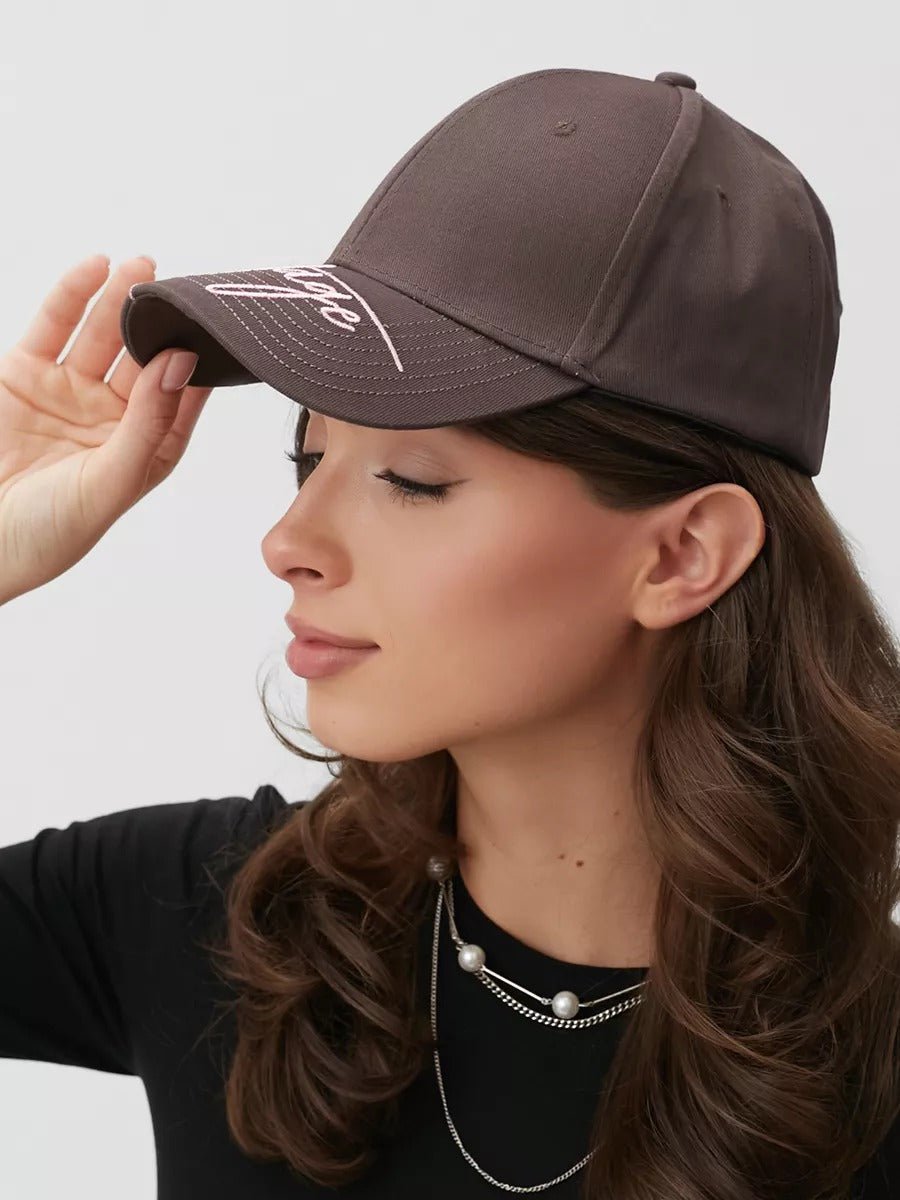 Casquette logo Vintage brodée, coton respirant, style urbain, visière courbée, ajustable, modèle Nell - Casquette - Marron
