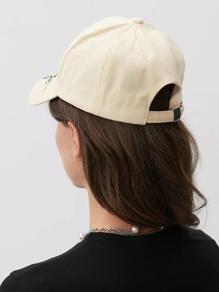 Casquette logo Vintage brodée, coton respirant, style urbain, visière courbée, ajustable, modèle Nell - Casquette - Beige