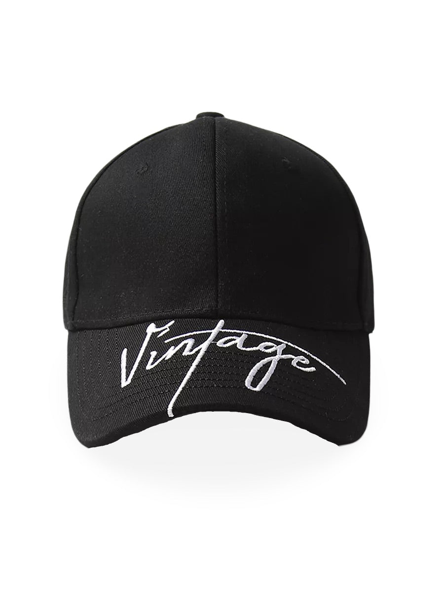 Casquette logo Vintage brodée, coton respirant, style urbain, visière courbée, ajustable, modèle Nell - Casquette - Noir