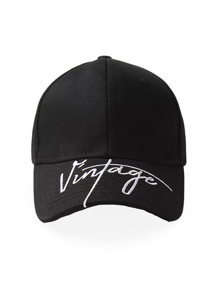 Casquette logo Vintage brodée, coton respirant, style urbain, visière courbée, ajustable, modèle Nell - Casquette - Noir
