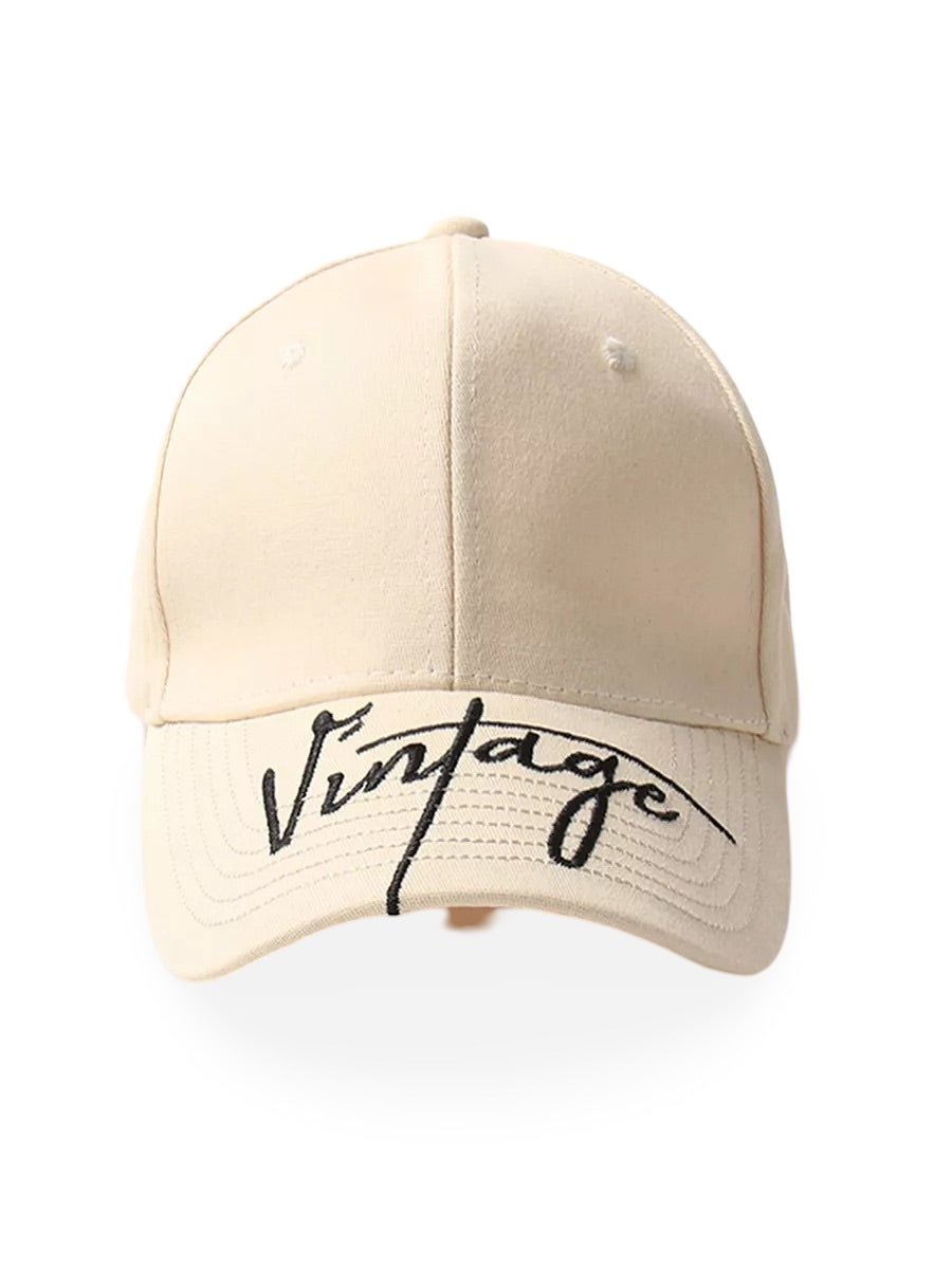 Casquette logo Vintage brodée, coton respirant, style urbain, visière courbée, ajustable, modèle Nell - Casquette - Beige