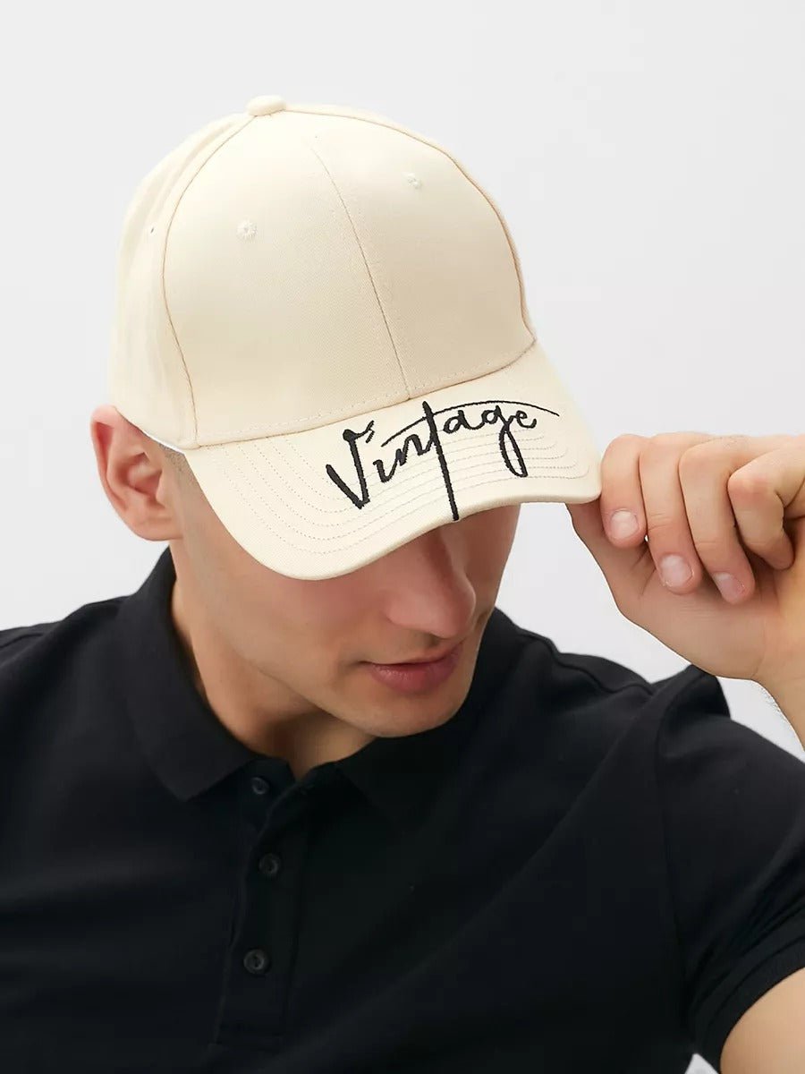Casquette logo Vintage brodée, coton respirant, style urbain, visière courbée, ajustable, modèle Nell - Casquette - Beige