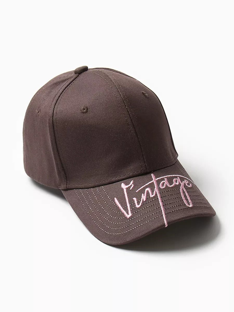 Casquette logo Vintage brodée, coton respirant, style urbain, visière courbée, ajustable, modèle Nell - Casquette - Marron