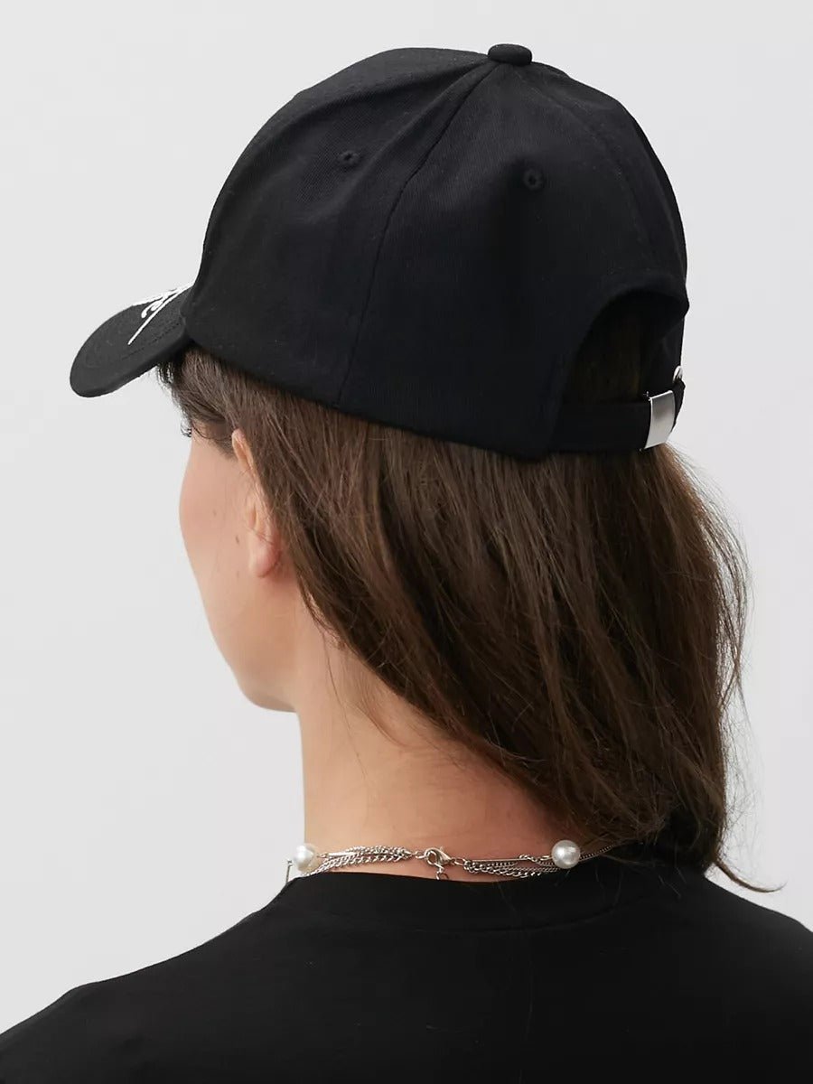 Casquette logo Vintage brodée, coton respirant, style urbain, visière courbée, ajustable, modèle Nell - Casquette - Noir