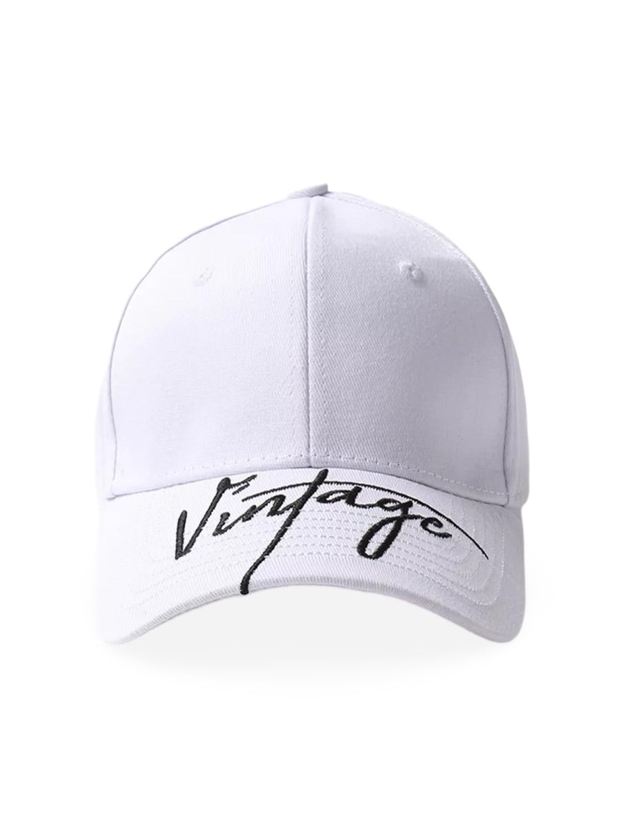 Casquette logo Vintage brodée, coton respirant, style urbain, visière courbée, ajustable, modèle Nell - Casquette - Blanc