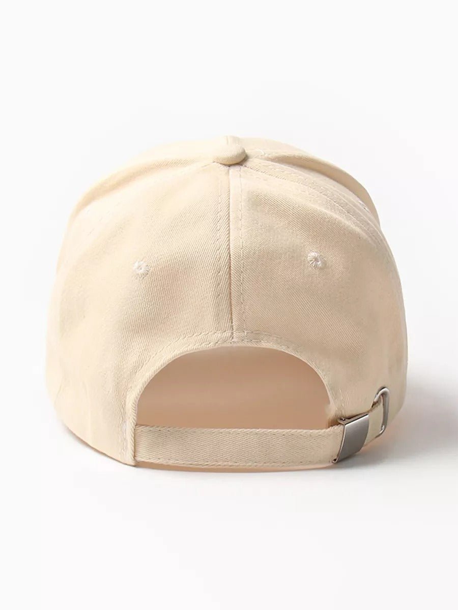Casquette logo Vintage brodée, coton respirant, style urbain, visière courbée, ajustable, modèle Nell - Casquette - Beige