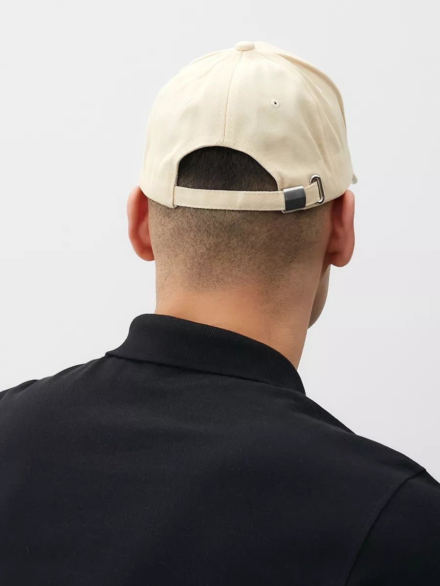 Casquette logo Vintage brodée, coton respirant, style urbain, visière courbée, ajustable, modèle Nell - Casquette - Beige