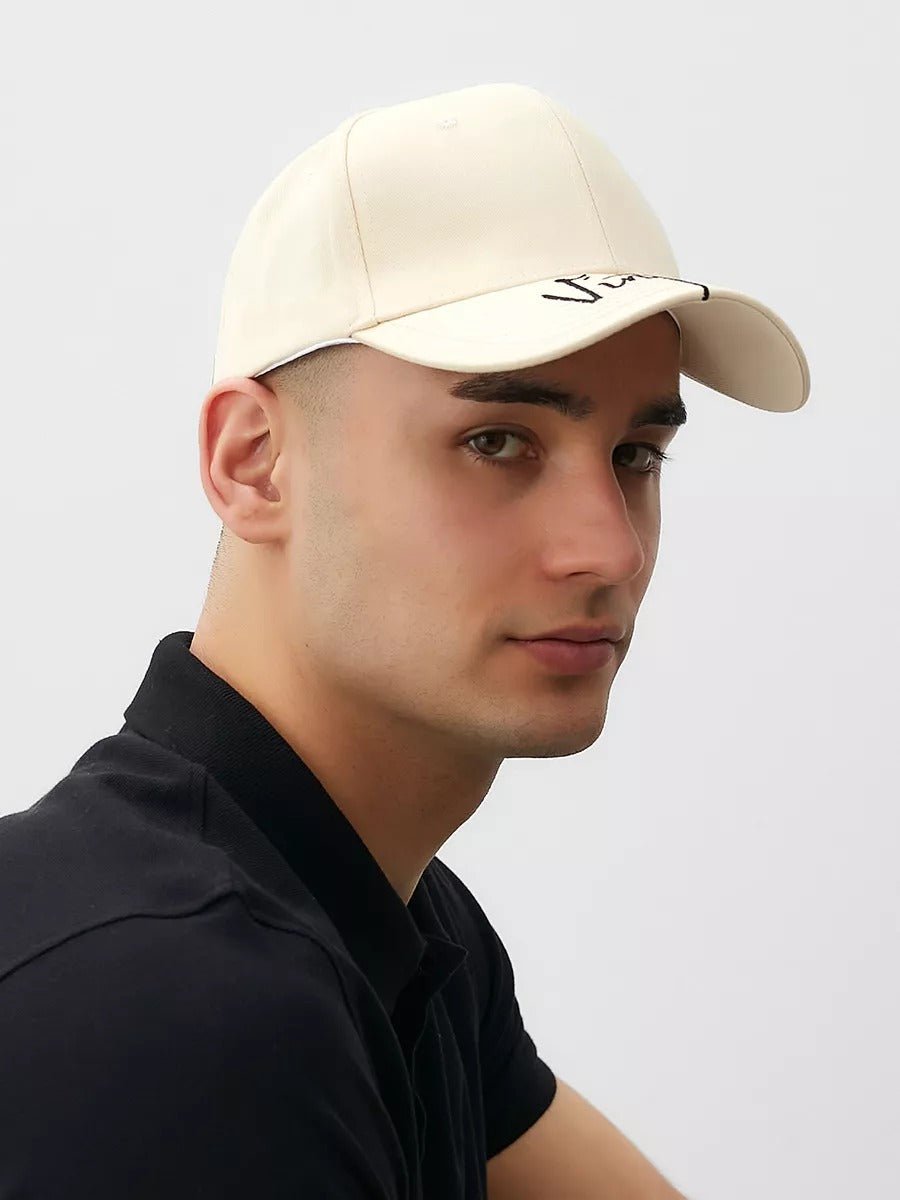 Casquette logo Vintage brodée, coton respirant, style urbain, visière courbée, ajustable, modèle Nell - Casquette - Beige
