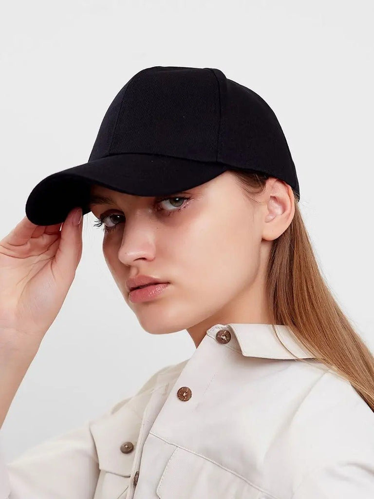 Casquette unie colorée, à visière courbée, réglable, au polyester respirant, look minimal, modèle Gaby - Casquette - Noir