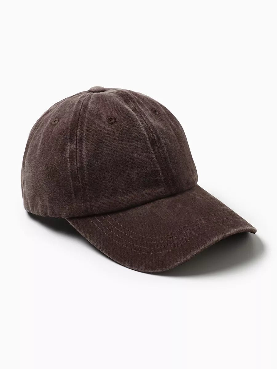 Casquette unisexe coton délavé, au style rétro, visière courbée, réglable, modèle Méty - Casquette - Marron
