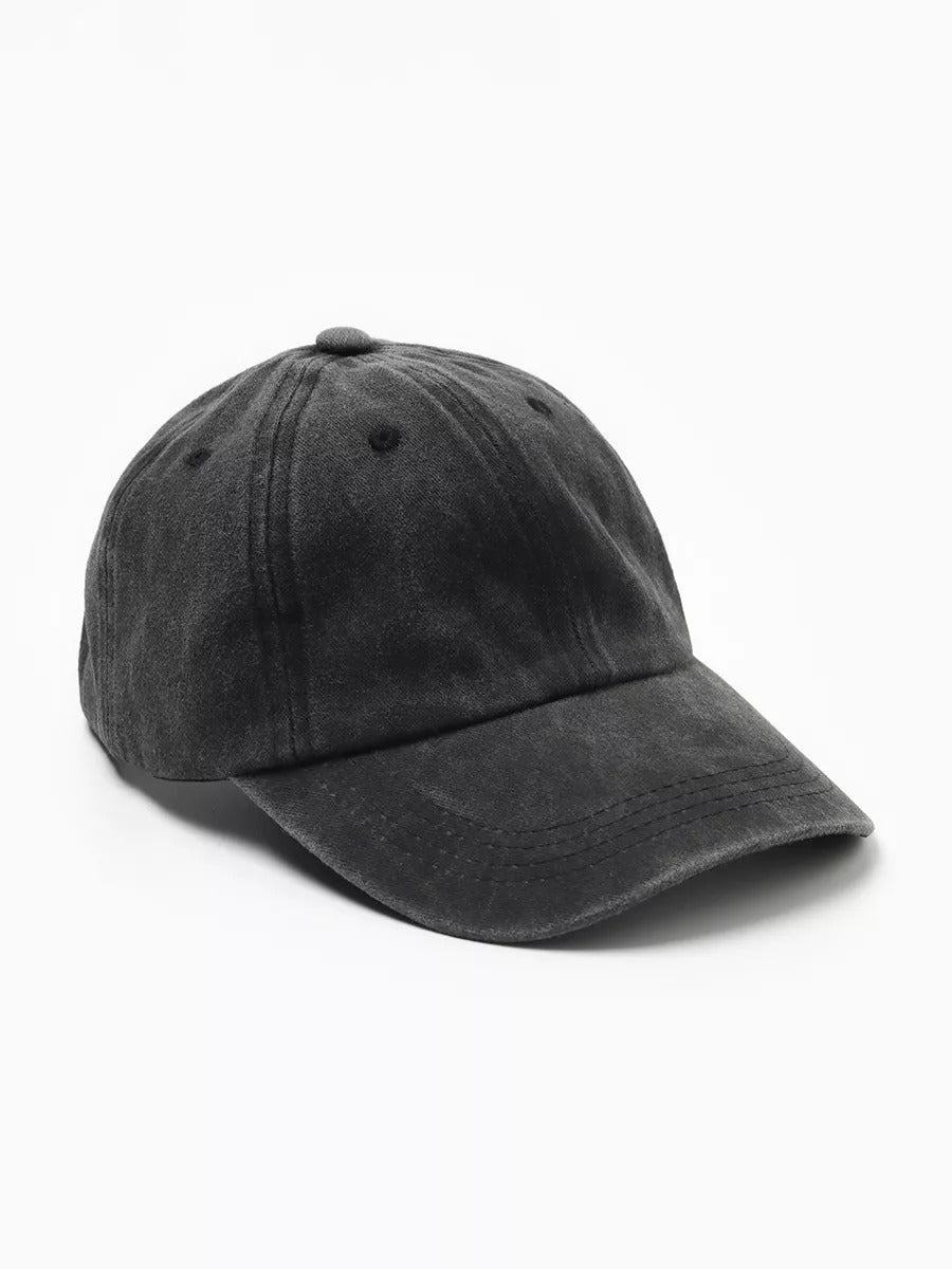 Casquette unisexe coton délavé, au style rétro, visière courbée, réglable, modèle Méty - Casquette - Gris foncé