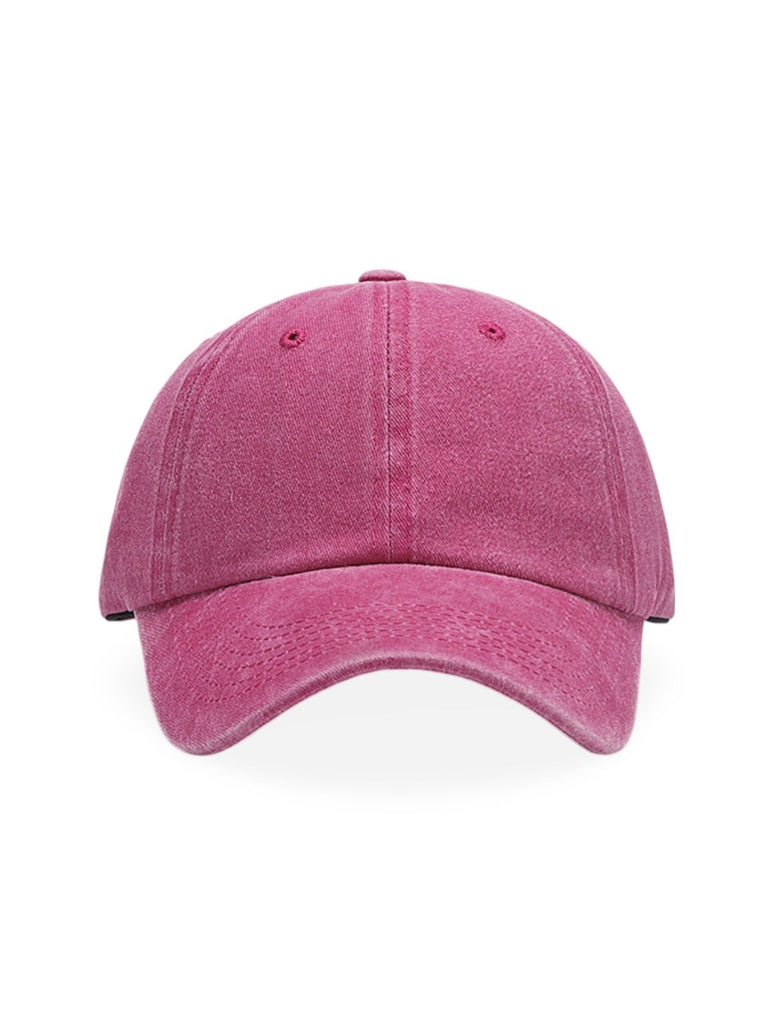 Casquette unisexe coton délavé, au style rétro, visière courbée, réglable, modèle Méty - Casquette - Rose framboise