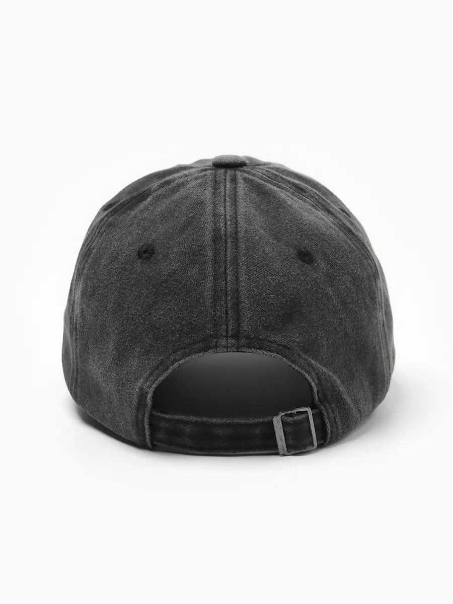 Casquette unisexe coton délavé, au style rétro, visière courbée, réglable, modèle Méty - Casquette - Gris foncé