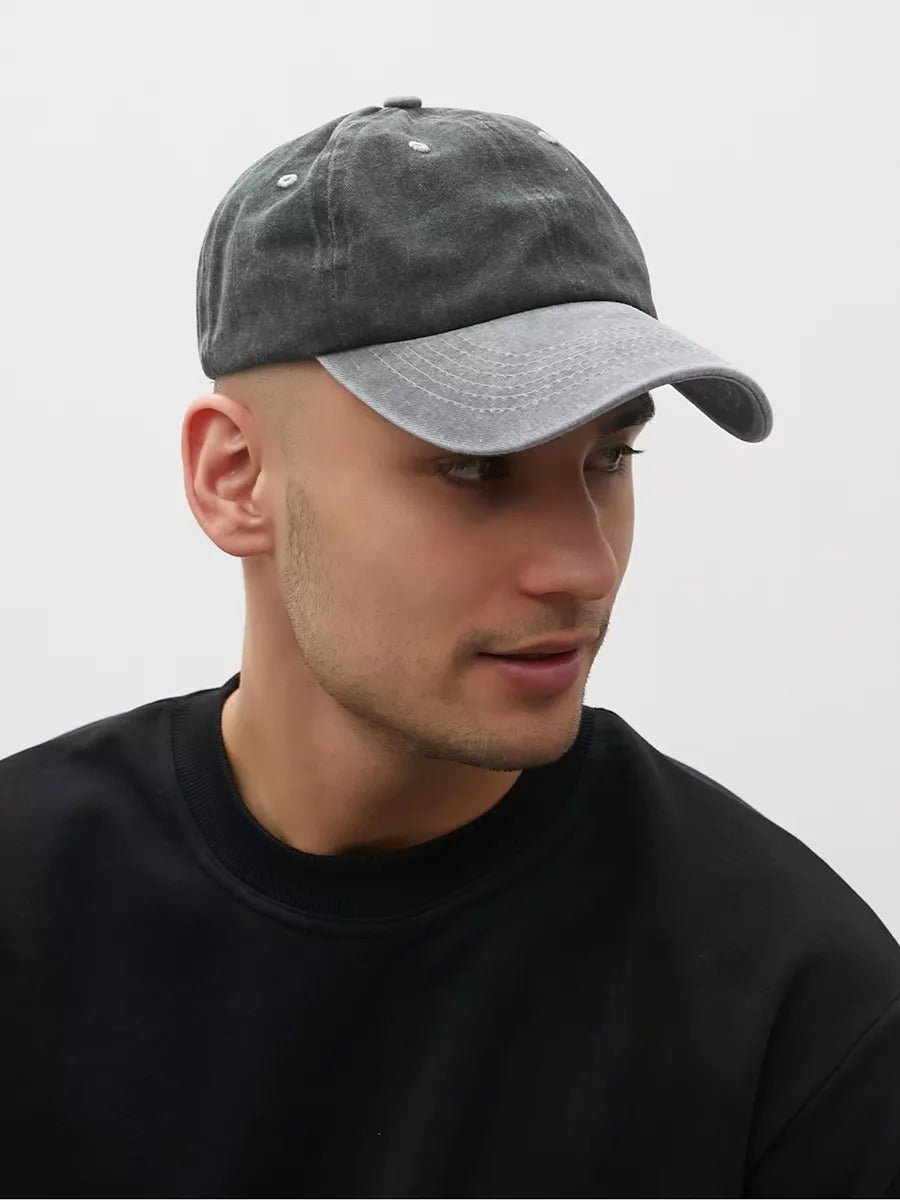 Casquette unisexe coton délavé, au style rétro, visière courbée, réglable, modèle Méty - Casquette - Gris