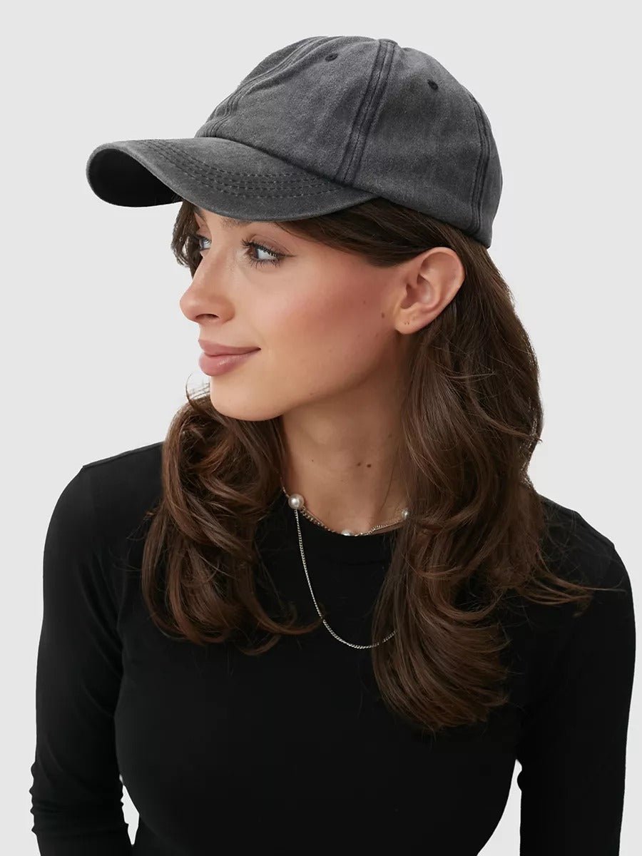 Casquette unisexe coton délavé, au style rétro, visière courbée, réglable, modèle Méty - Casquette - Gris foncé