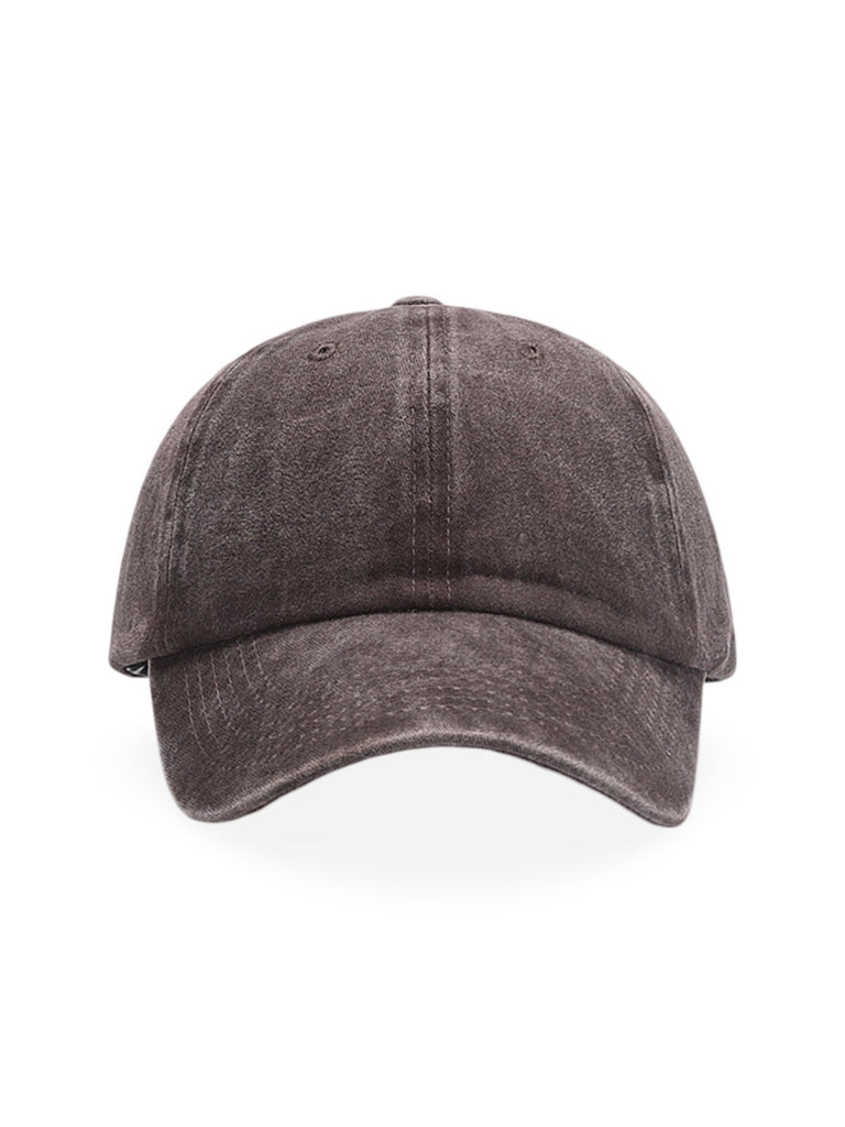 Casquette unisexe coton délavé, au style rétro, visière courbée, réglable, modèle Méty - Casquette - Marron