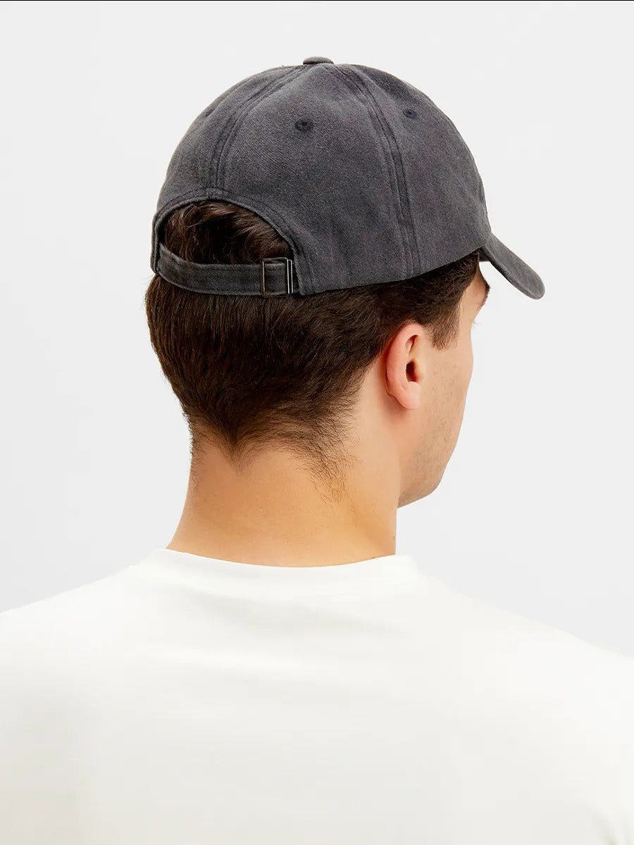 Casquette unisexe coton délavé, au style rétro, visière courbée, réglable, modèle Méty - Casquette - Gris foncé