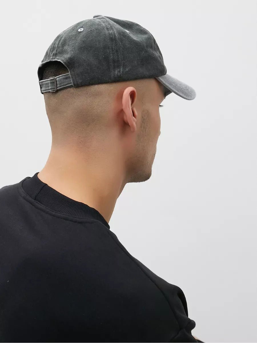 Casquette unisexe coton délavé, au style rétro, visière courbée, réglable, modèle Méty - Casquette - Gris
