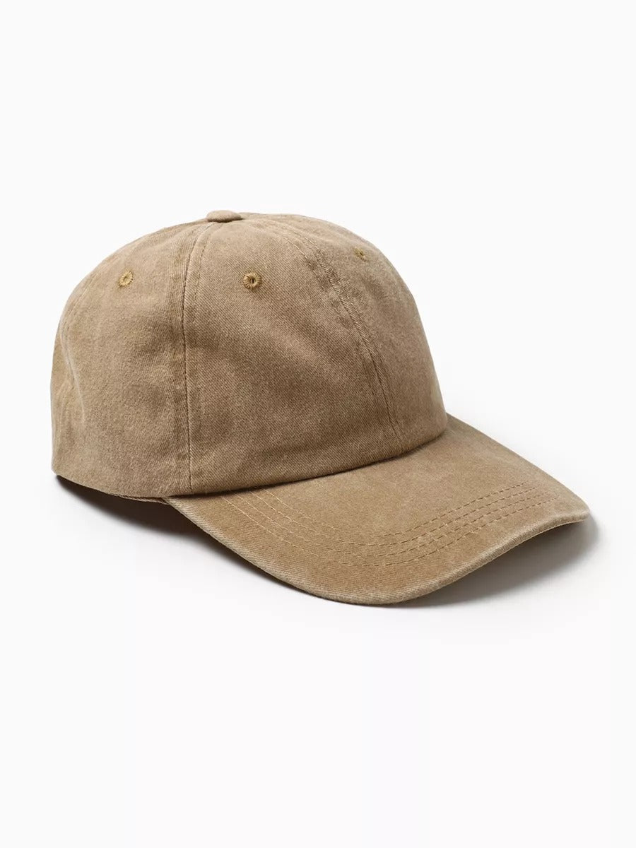 Casquette unisexe coton délavé, au style rétro, visière courbée, réglable, modèle Méty - Casquette - Beige
