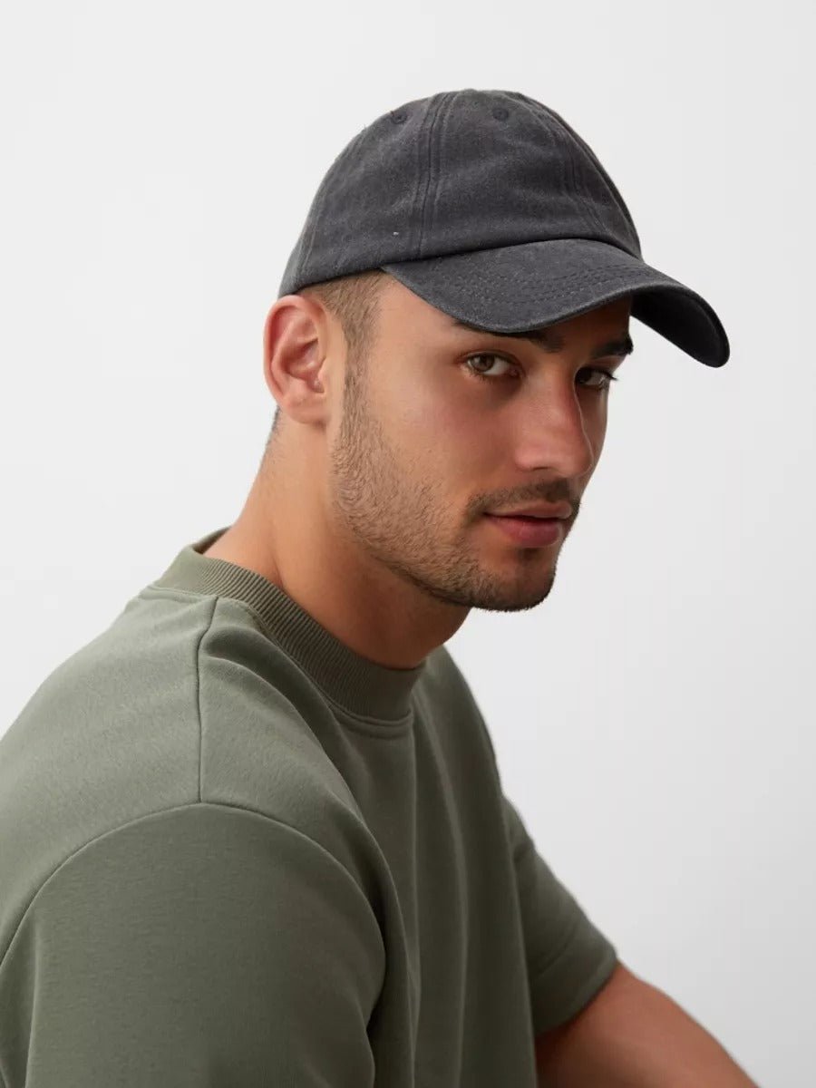Casquette unisexe coton délavé, au style rétro, visière courbée, réglable, modèle Méty - Casquette - Gris foncé