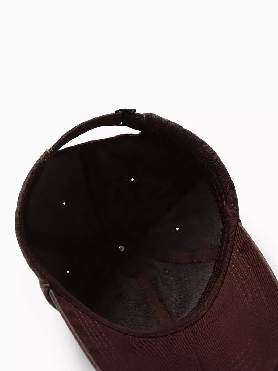 Casquette unisexe coton délavé, au style rétro, visière courbée, réglable, modèle Méty - Casquette - Marron