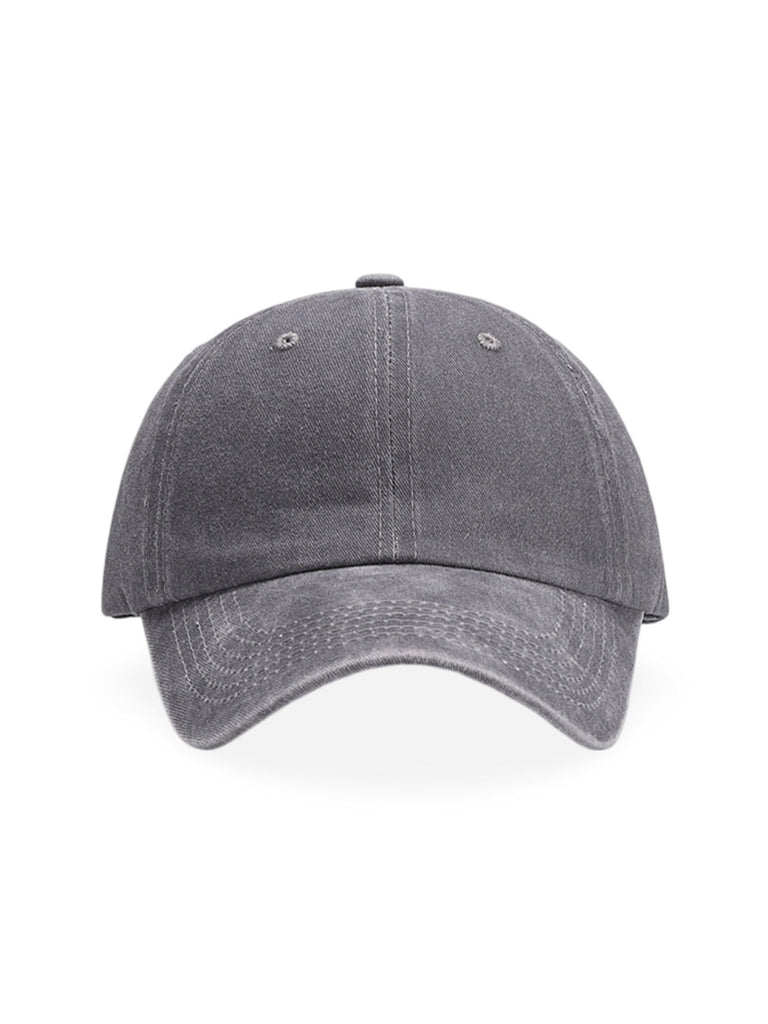 Casquette unisexe coton délavé, au style rétro, visière courbée, réglable, modèle Méty - Casquette - Gris